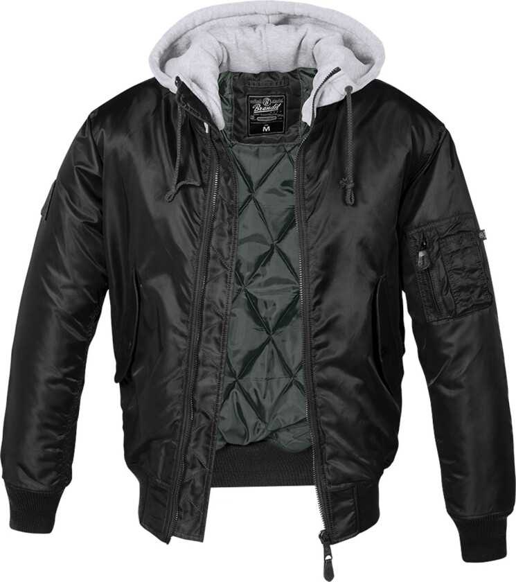MA1 Sweat Hooded Jacket Black and Grey