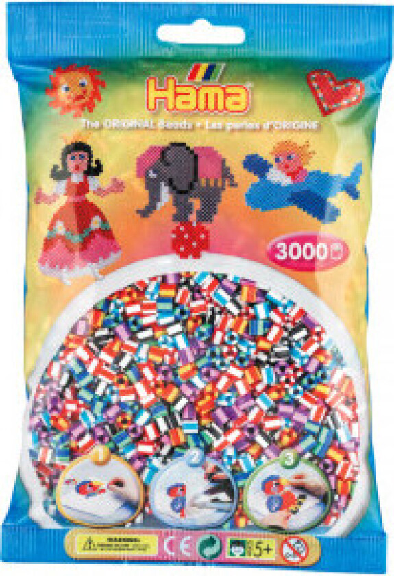 Midi 3000 Stripede Perler - Mix 90