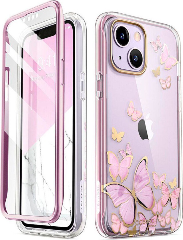 Cosmo iPhone 14 Plus-deksel (foran/bak) lilla flue