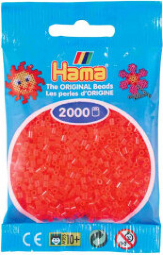 Mini 2000 Perler Neon Rød 35