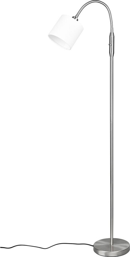 Trio Tommy Gulvlampe (40W) Børstet stål/Hvit