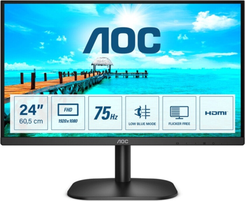 24" AOC 24B2XHM2 75Hz - 4 ms - Skjerm