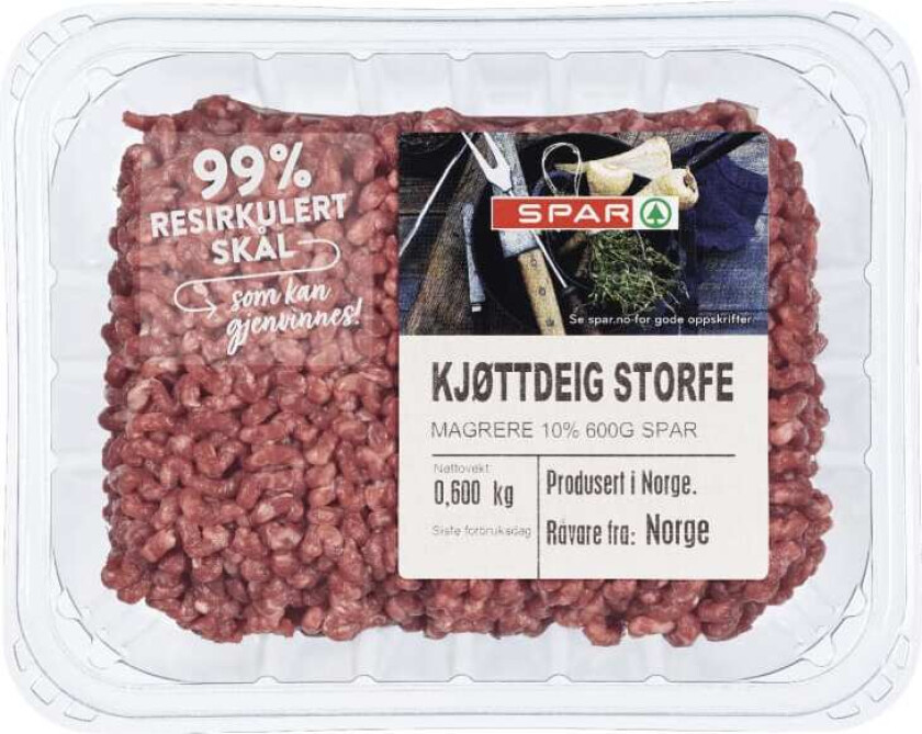 Kjøttdeig Storfe Magrere 10% 600g