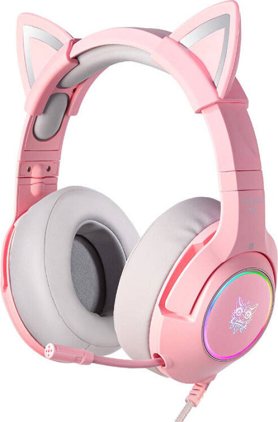 Onikuma K9 RGB spillhodesett m/mikrofon (3,5 mm/USB) Rosa