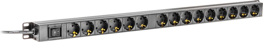 Bilde av Deltaco Rack Power Rail m/bryter 15xCEE 7/3 - 2m (3600W) Svart