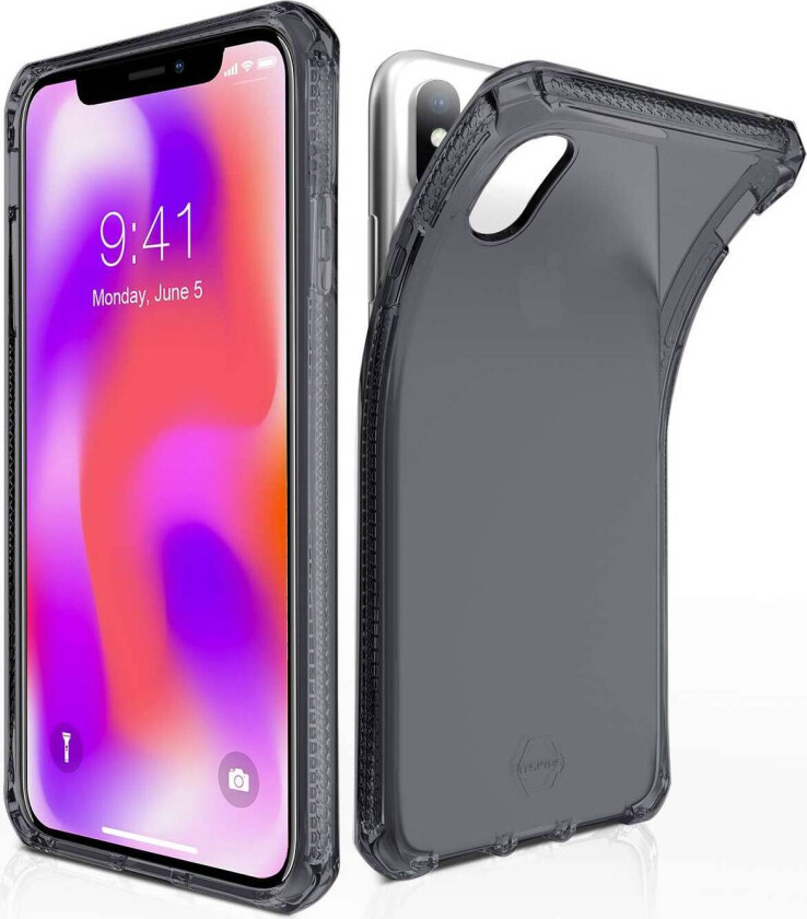 ITSKINS Spectrum Clear Antimicrobial - Baksidedeksel for mobiltelefon - termoplast-polyuretan (TPU), Impacthane - svart - for Apple iPhone XS Max