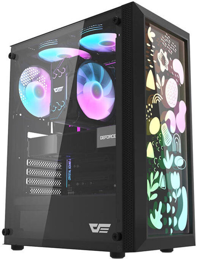 DeskFlash DK180 Graffiti PC-skap (ATX/M-ATX/ITX) Svart
