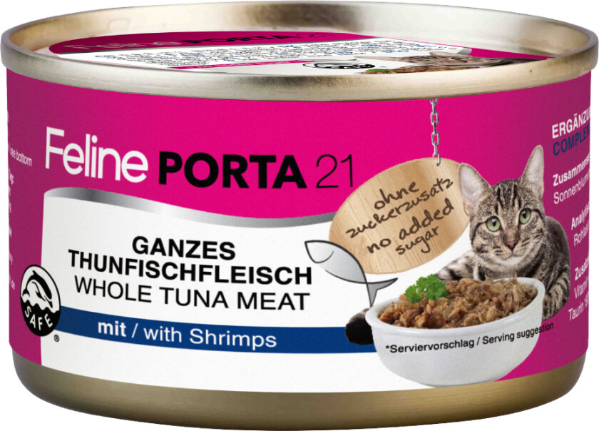 Feline Porta 21 kattemat - 6 x 90 g - Tunfisk med reker