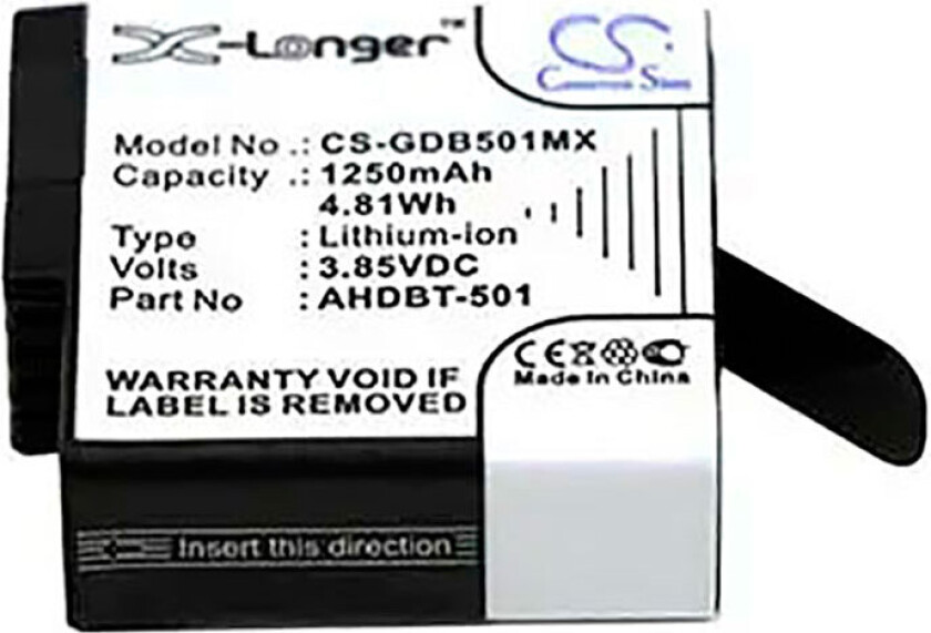 Cameron Sino-batteri for GoPro Hero 5/6/7 - 1250mAh