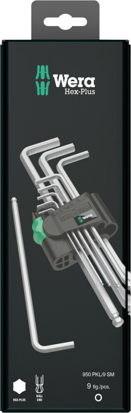 05073391001, L-formet hex-nøkkelsett, Metrisk, 9 stykker, 1.5,2,2.5,3,4,5,6,8,10 mm, Kromfarget, 25 mm