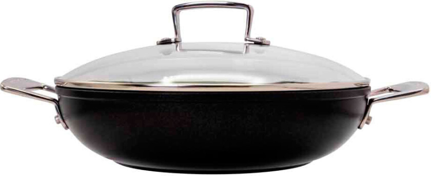 aluminium non-stick wok m/glasslokk (Ã26cm) antrasitt/sÃ¸lv