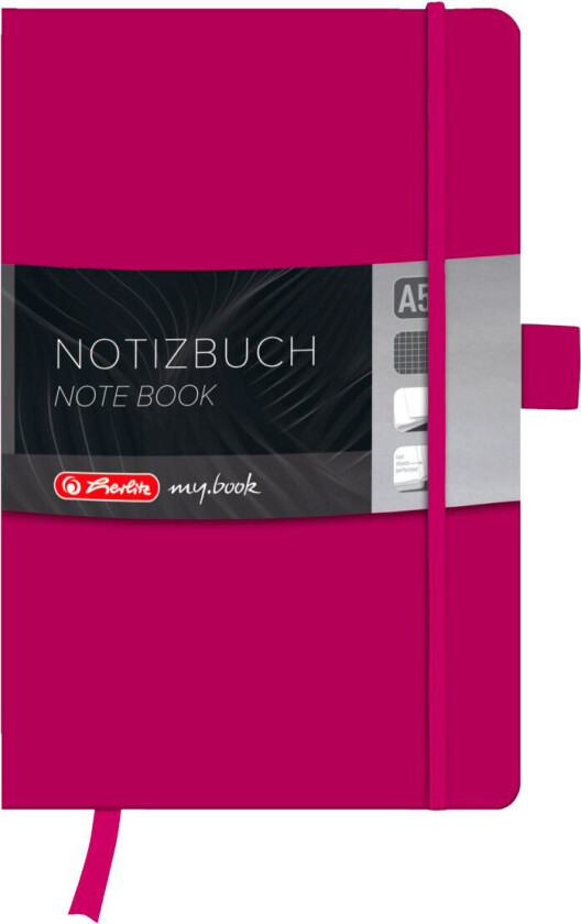 Herlitz my.book Klassisk notatbok m/bokmerke - A5 (96 ark) Berry