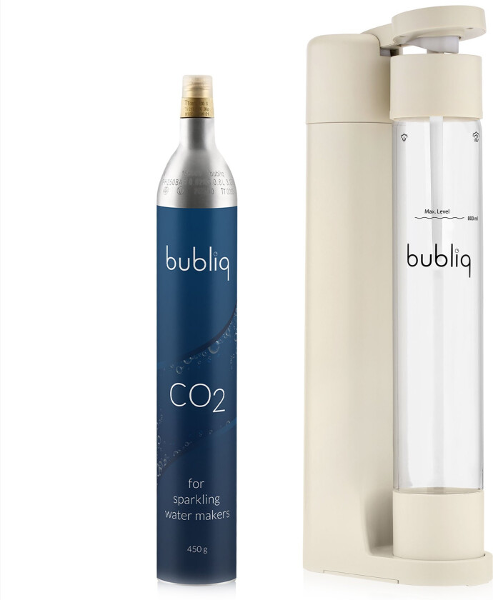 Beige bubliq drink carbonator incl. gas cylinder