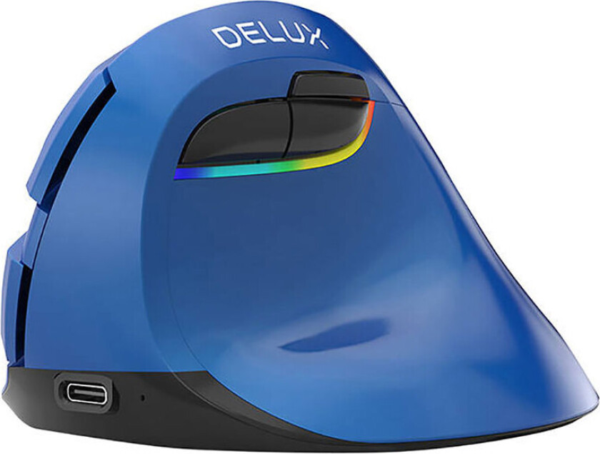 Delux M618Mini vertikal mus m/RGB (4000DPI) Blå