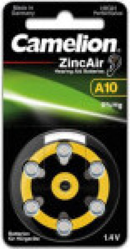 Camelion A10 Knappcellebatteri 1,4V (Zink Air) 6pk