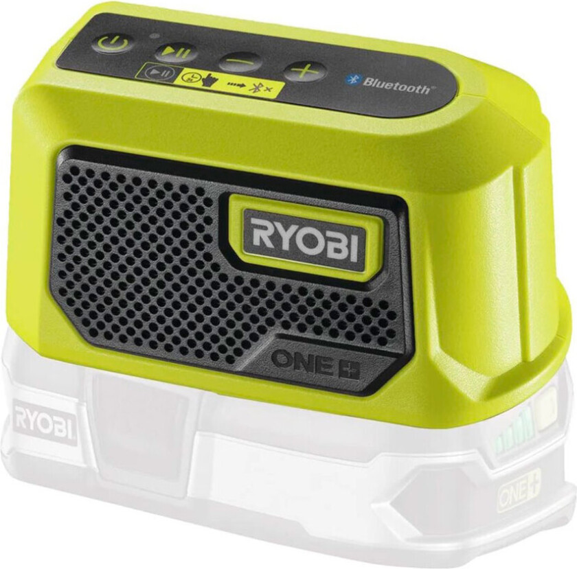 Ryobi RBTM18-0 One+ Akku Mini Bluetooth-høyttalerhåndverker uten batteri (18V)