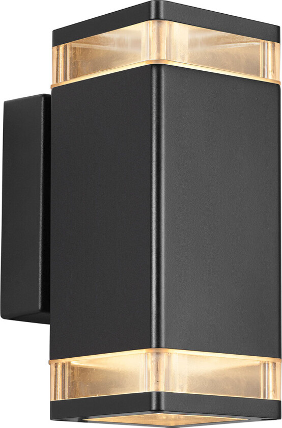 Elm Dobbel Utendørs Fasade Vegglampe GU10 - 9cm (2x20W) Sort