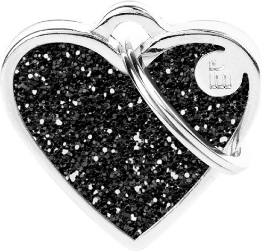 Shine "Small Heart Black Glitter" ID Tag