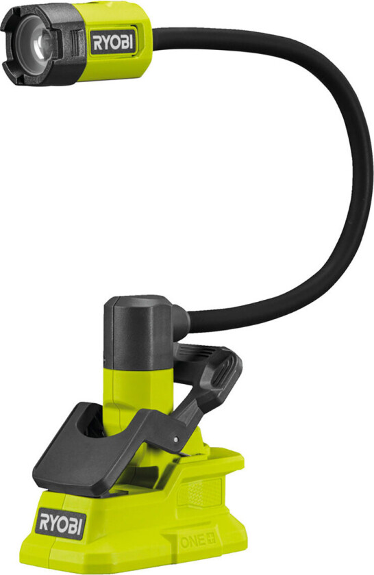 Ryobi RLCF18-0 One+ Akku Flexlight LED-lampe med klemme uten batteri (18V)
