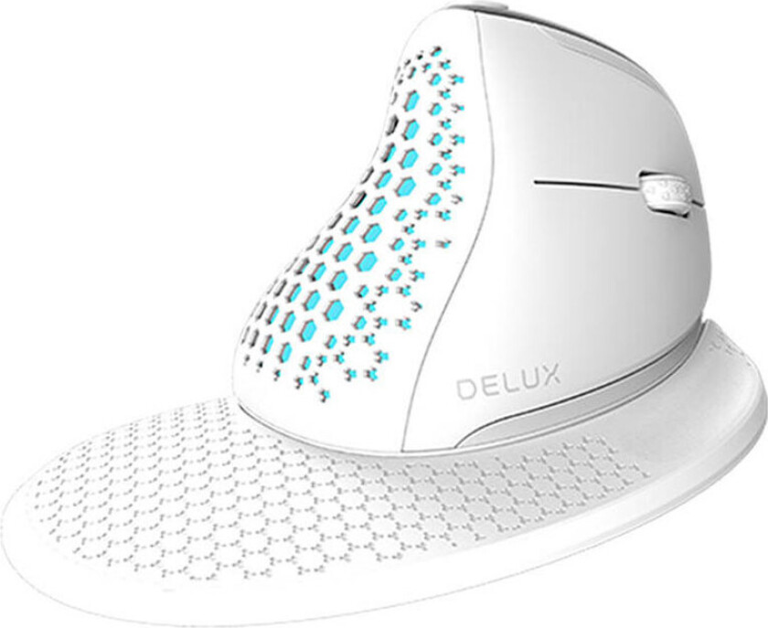 Delux M618XSD vertikal mus m/RGB (4000DPI) Hvit
