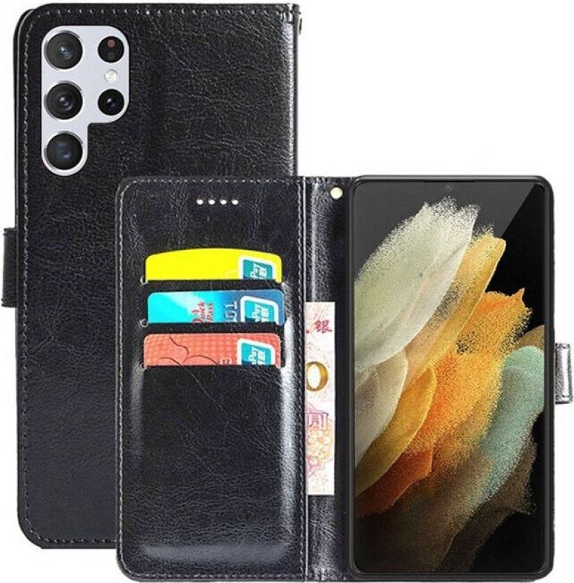 Lommebokdeksel 3-kort Samsung Galaxy S22 Ultra : Farge - Svart