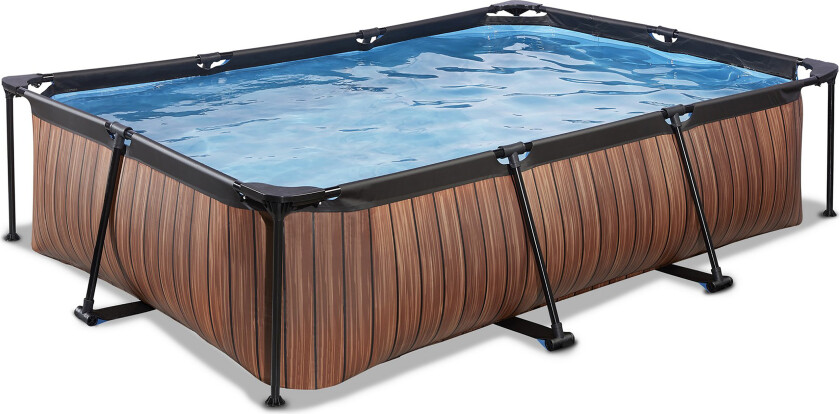 Exit Toys Wood Pool, Frame Pool 300x200x65cm, swimming pool (brown, with filter pump)