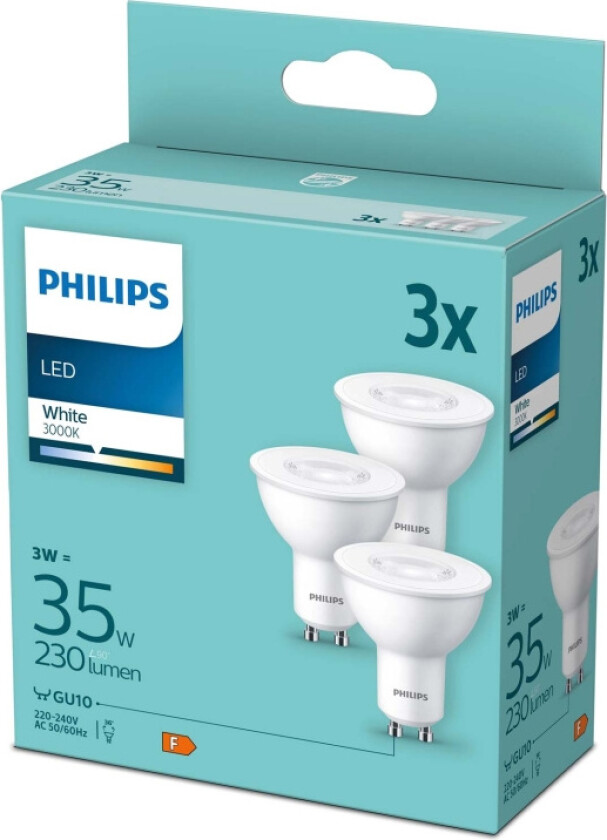 LED-lyspære PAR16 3W/830 (35W) 90° 3-pack GU10