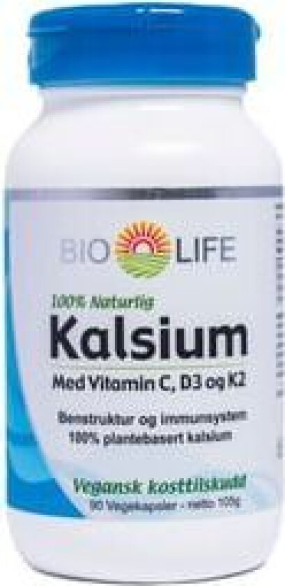 Kalsium Med Vitamin C, D3 & K2 90 Kapsler