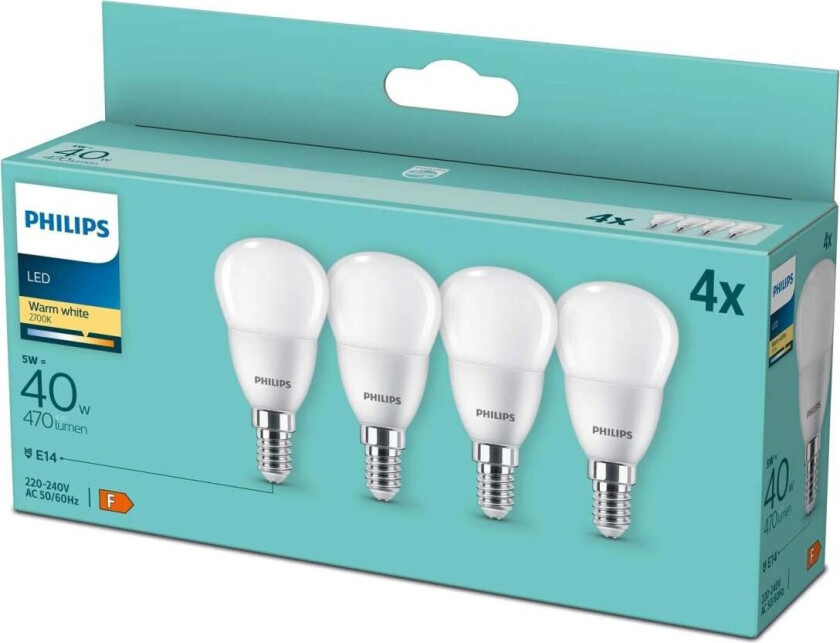 LED-lyspære Mini-ball 5W/827 (40W) Frosted 4-pack E14