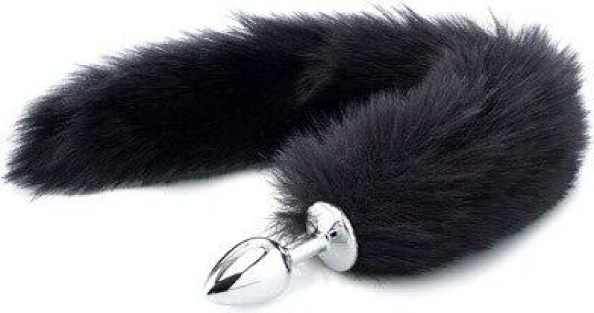 Deluxe Fluffy Fox Plug Black 45 cm Analplugg med hale