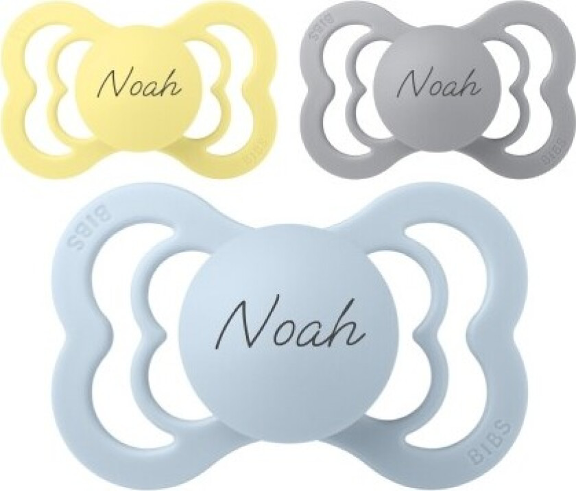 Bibs Supreme, Str. 2 (6+ Md.), Symmetrisk - Silikon, Smokker Med Navn