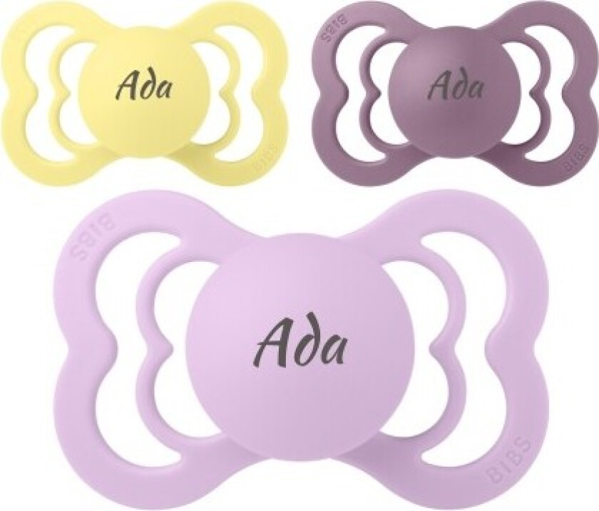 Bibs Supreme, Str. 2 (6+ Md.), Symmetrisk - Silikon, Smokker Med Navn