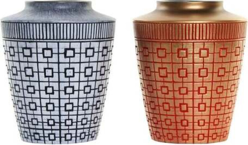 Vase DKD Home Decor Blue Red Resin Oriental (2 stk) (17 x 17 x 20 cm)