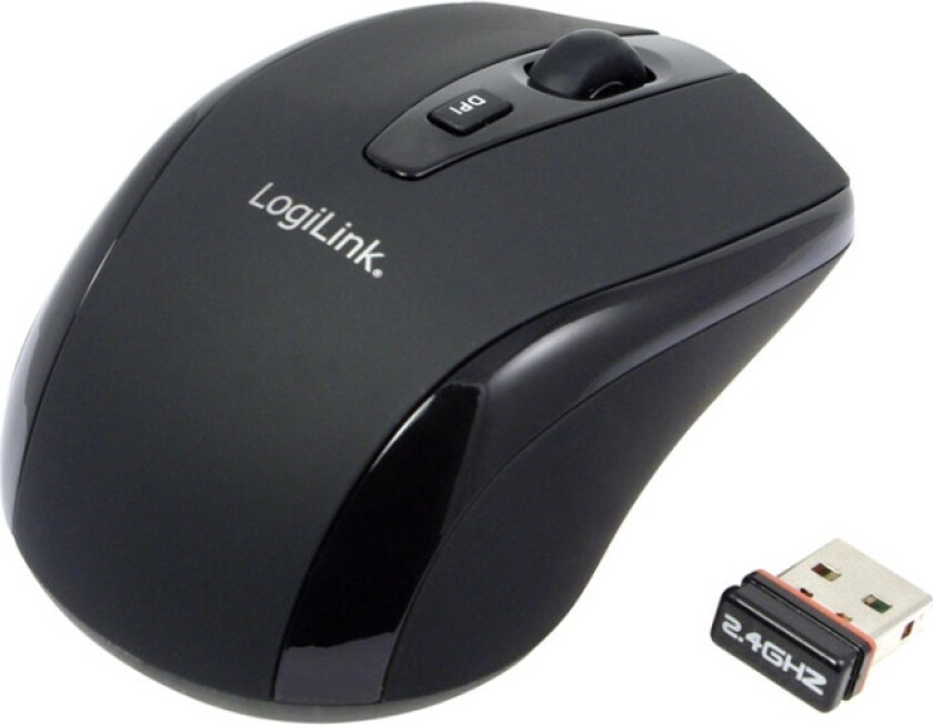 LogiLink Maus Optical Wireless 2.4 GHz Mini - Mus - optisk - 3 knapper - trådløs - 2.4 GHz - USB trådløs mottaker - svart