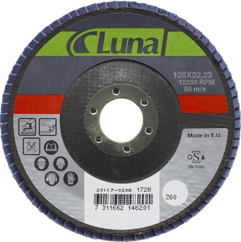 Lamellskive Luna 125 mm K80
