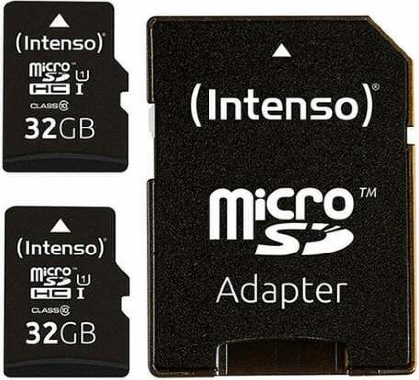 "Micro SD-minnekort med adapter INTENSO 32 GB x 2"