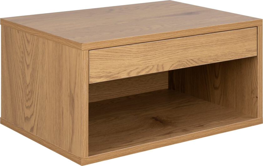 Cholet nattbord vegghengt 1 skuff 1 hylle eik dekor.