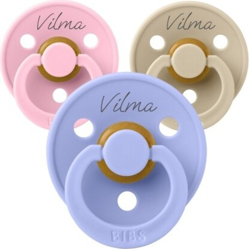 Bibs Colour, Str. 1 (0-6 Md.), Rund - Lateks, Smokker Med Navn