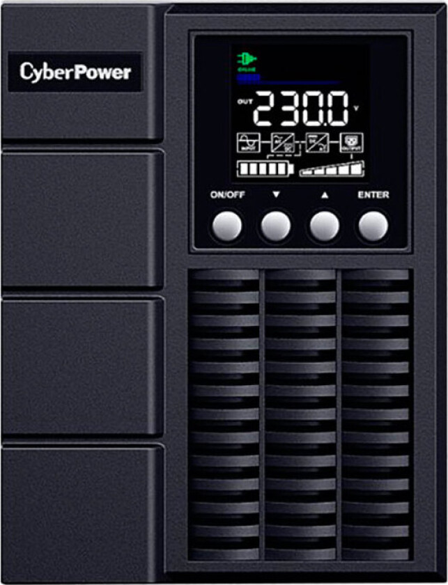 CyberPower Smart App Online S OLS1000EA - UPS - AC 230 V - 900 watt - 1000 VA - enkeltfase - RS-232, USB - utgangskontakter: 3 - aktiv PFC - svart