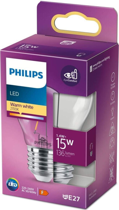 LED-lyspære Classic Krone 1,4W/827 (15W) Clear E27