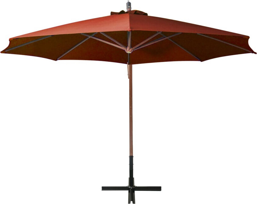 Hengende parasoll med stolpe terrakotta 3,5x2,9 m heltre gran