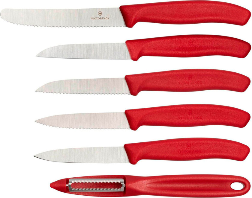 SwissClassic 6.7111.6G, Kniv sett, Rustfritt stål, Polypropylen, Skreller, Rustfritt stål, Rød