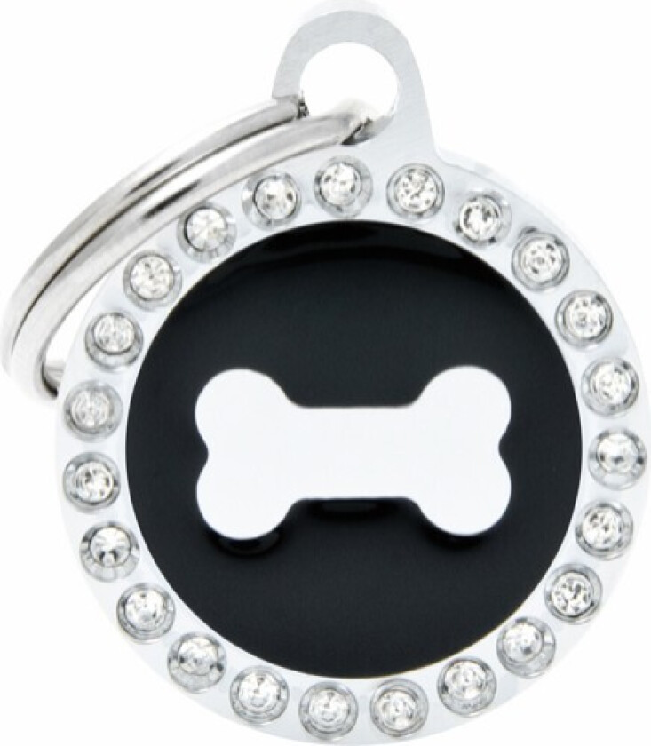 Glam "Bone Black Circle Strass" ID Tag