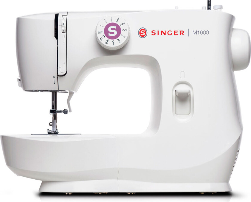M1605, Hvit, Sying, 4 Steg, Rotasjon, Elektrisk, Knappehull fot, Zipper foot