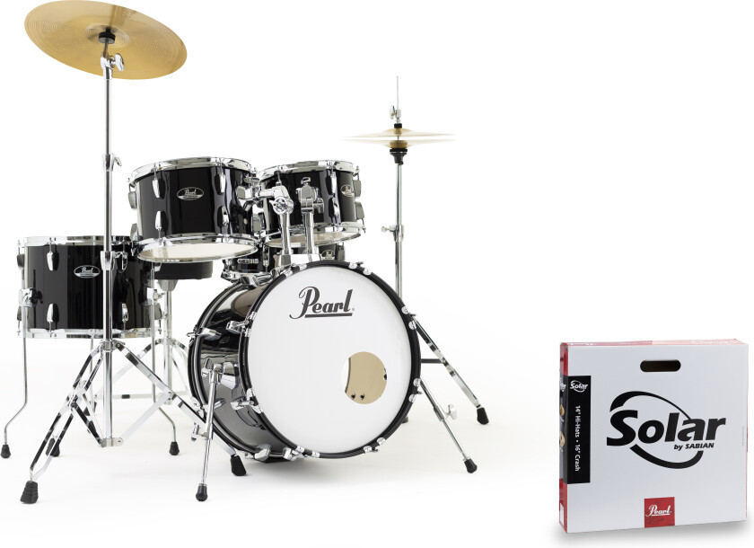 Pearl Roadshow 5pc Compact Drum Kit w/Sabian Cymbals Jet Black