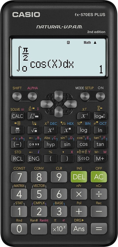 FX-570ESPLUS-2, Desktop, Vitenskaplig, 12 sifre, Batteri, Sort