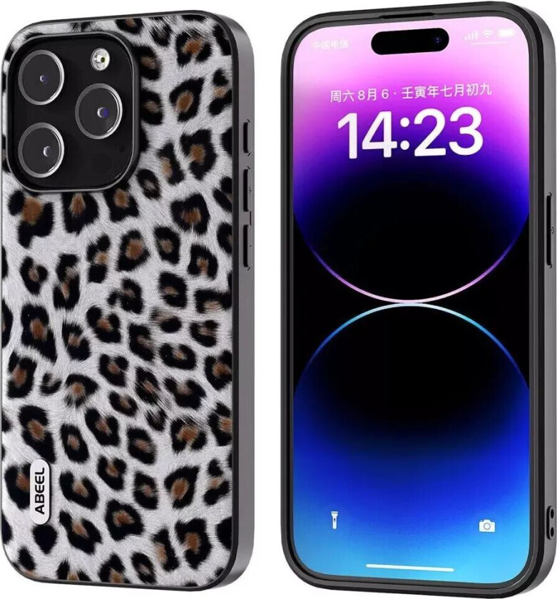 iPhone 15 Pro Max Fleksibelt Plastdeksel - Leopardmønster - Sølv