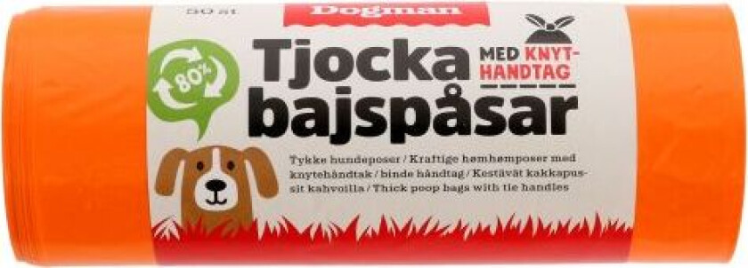 Hundepose med Håndtak Oransje 50stk