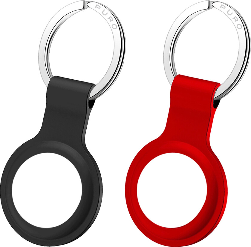 Icon AirTag silikonholder med nøkkelring 2 stk. (sort/rød)