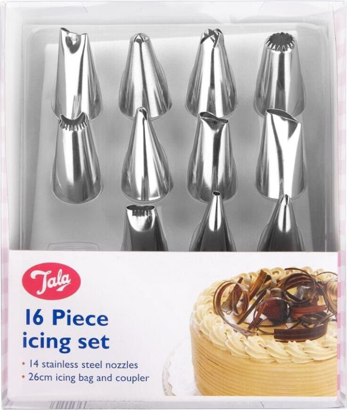 Dekoreringssett 16 deler (14 Munnstykker, Pose og Kobling)